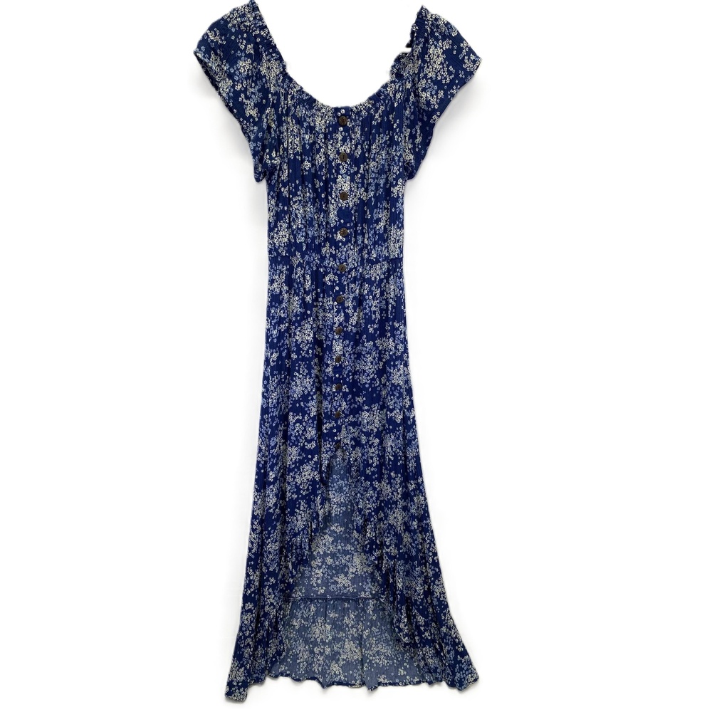 VICI Blue Womens Floral Print Button Front Short Sleeves Dress‎ Small